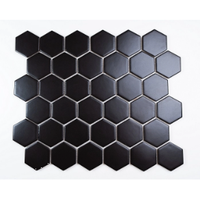 2X2 BLACK HEXAGON MATTE PORCELAIN MOSAIC - porcelain tile